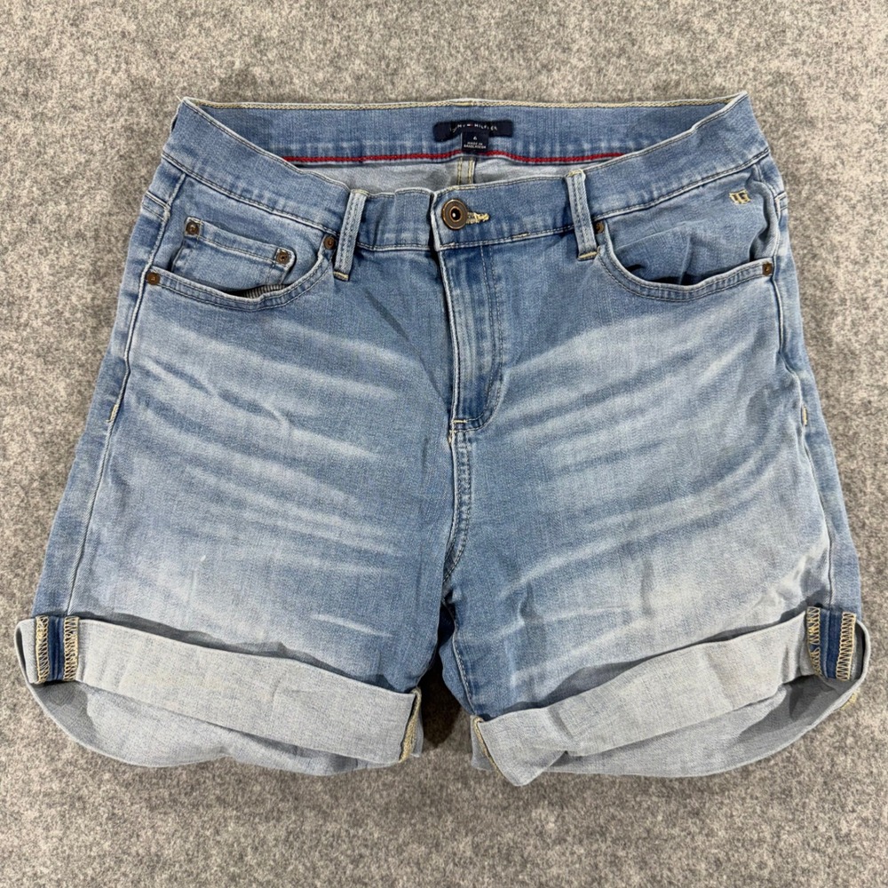 Tommy Hilfiger Womens Size 6 Light‎ Wash Denim Rolled Cuff Jean Shorts Casual